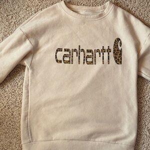 Carhartt Beige Sweatshirt with Leopard Print Logo